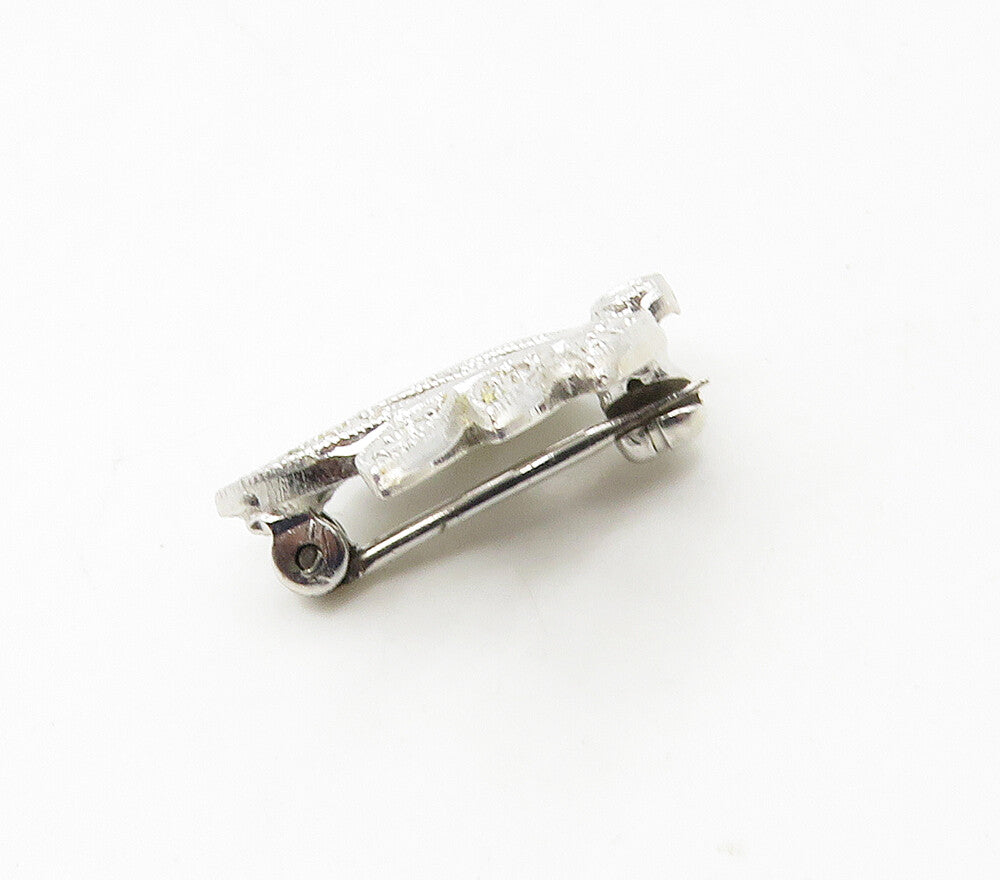 925 Sterling Silver  Vintage Sparkling Petite Floral Leaves Brooch Pin  BP6399