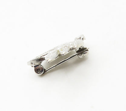 925 Sterling Silver  Vintage Sparkling Petite Floral Leaves Brooch Pin  BP6399