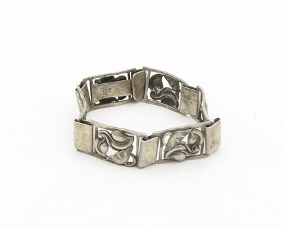 MUNKSGAARD DENMARK 925 Silver  Vintage Floral Panel Chain Bracelet  BT7057