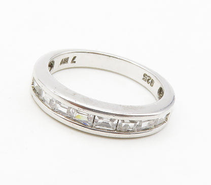 925 Sterling Silver  Sparking Cubic Zirconia Smooth Band Ring Sz 7.5  RG16505