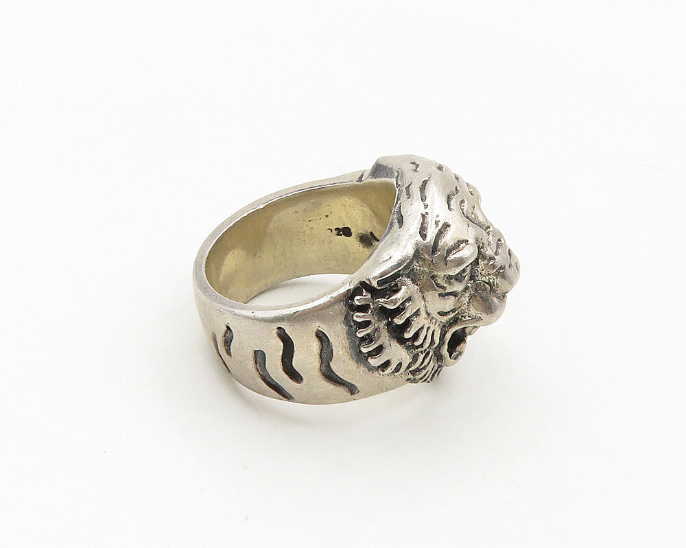 ED HARDY 925 Sterling Silver Vintage Heavy Lion Head Large Ring Sz 12.5  RG18807