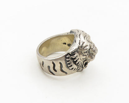 ED HARDY 925 Sterling Silver Vintage Heavy Lion Head Large Ring Sz 12.5  RG18807