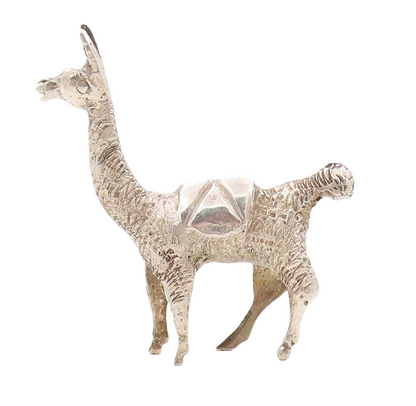 925 Sterling Silver Vintage Solid Miniature 3D Carved Alpaca  TR3843