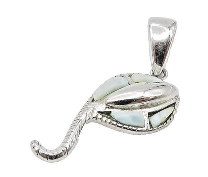 925 Sterling Silver  Petite Shiny Larimar Sting Ray Motif Pendant  PT9159