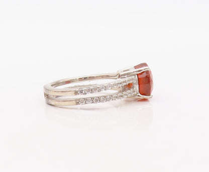 925 Sterling Silver Vintage Ring Round Cut Gemstone Split Band CZ  Sz 7  RG30650