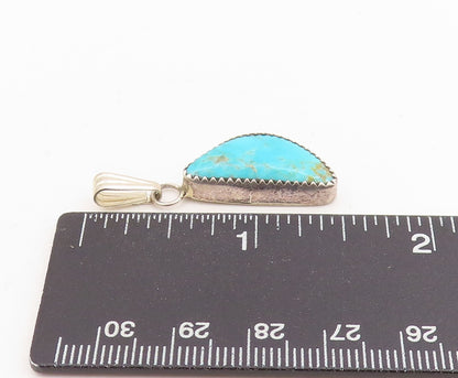 925 Sterling Silver Vintage Pendant Blue Turquoise Geometric Triangle   PT25313