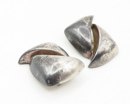 925 Sterling Silver  Vintage Oxidized Modernist Non Pierce Earrings  EG5806