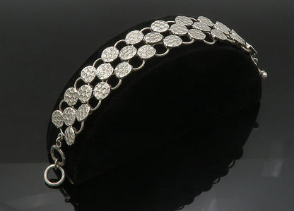 925 Sterling Silver  Vintage Shiny Round Patterned Chain Bracelet  BT9073