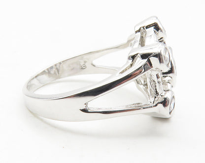 925 Sterling Silver  Sparkling Cubic Zirconia Floral Band Ring Sz 6  RG11902