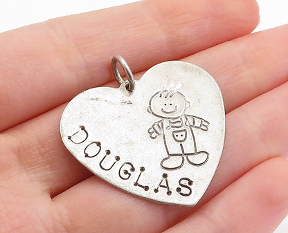 LUCY ANN 925 Sterling Silver Vintage Little Boy Douglas Name Pendant PT4897