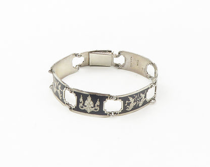 SIAM 925 Sterling Silver  Vintage Enamel Dancer Detail Chain Bracelet  BT6883