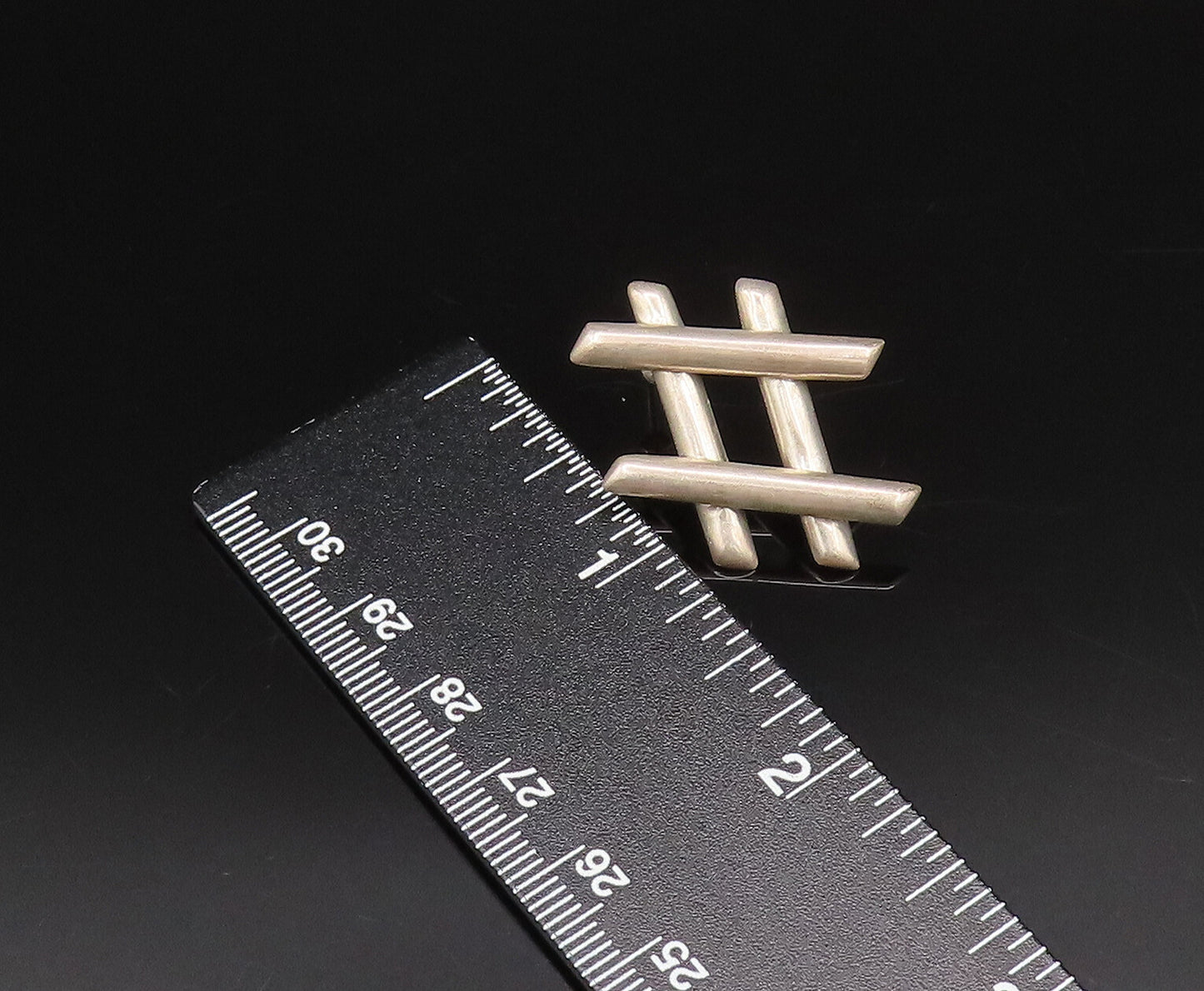 MEXICO 925 Silver  Vintage Fashion Tic Tac Toe Hashtag Stud Earrings  EG12199