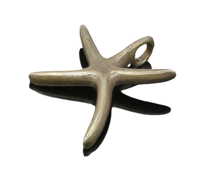 925 Sterling Silver  Vintage Dark Tone Smooth Starfish Motif Pendant  PT14144
