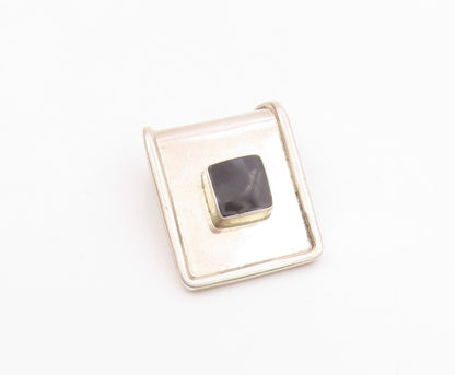 MEXICO 925 Sterling Silver  Vintage Black Onyx Square Slide Pendant  PT10030