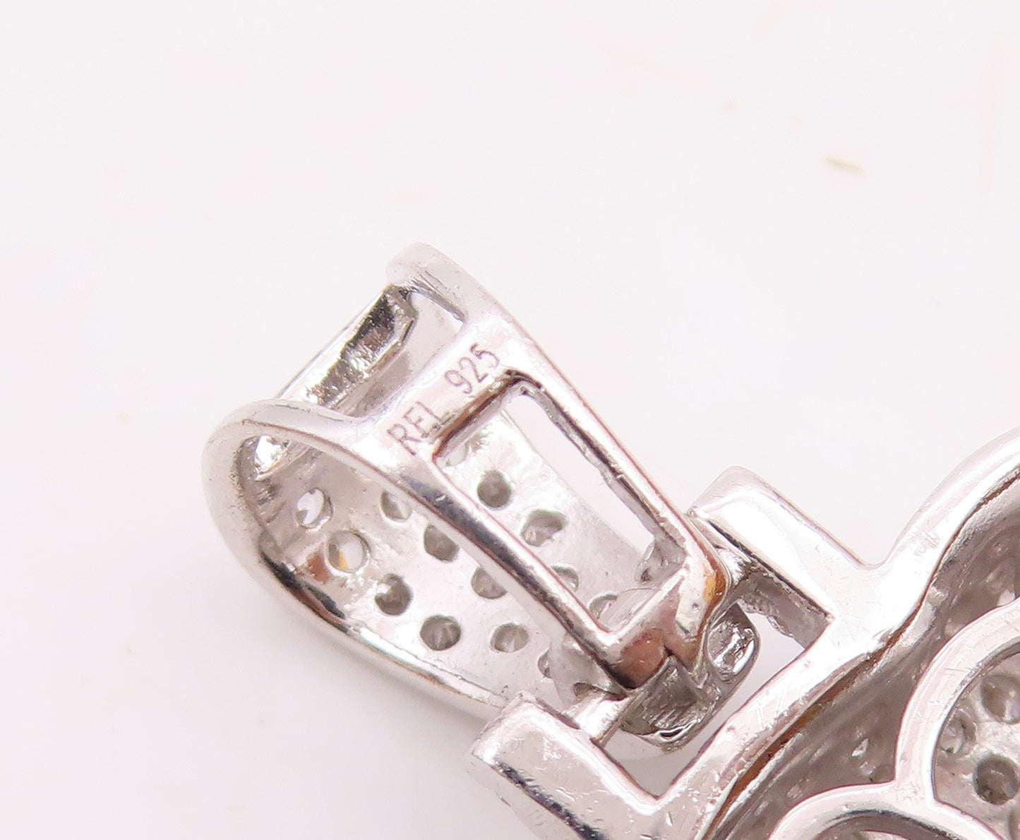 925 Sterling Silver  Vintage Cubic Zirconia Letter P Initial Pendant  PT18064