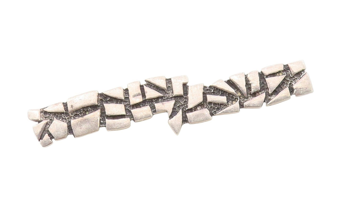 925 Sterling Silver Vintage Brooch Brutalist Cracked Pavement Design  BP12117