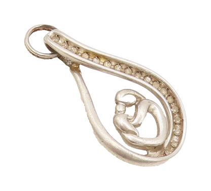 925 Sterling Silver Vintage Pendant Mom Child Love Diamonds Musical Note PT22605