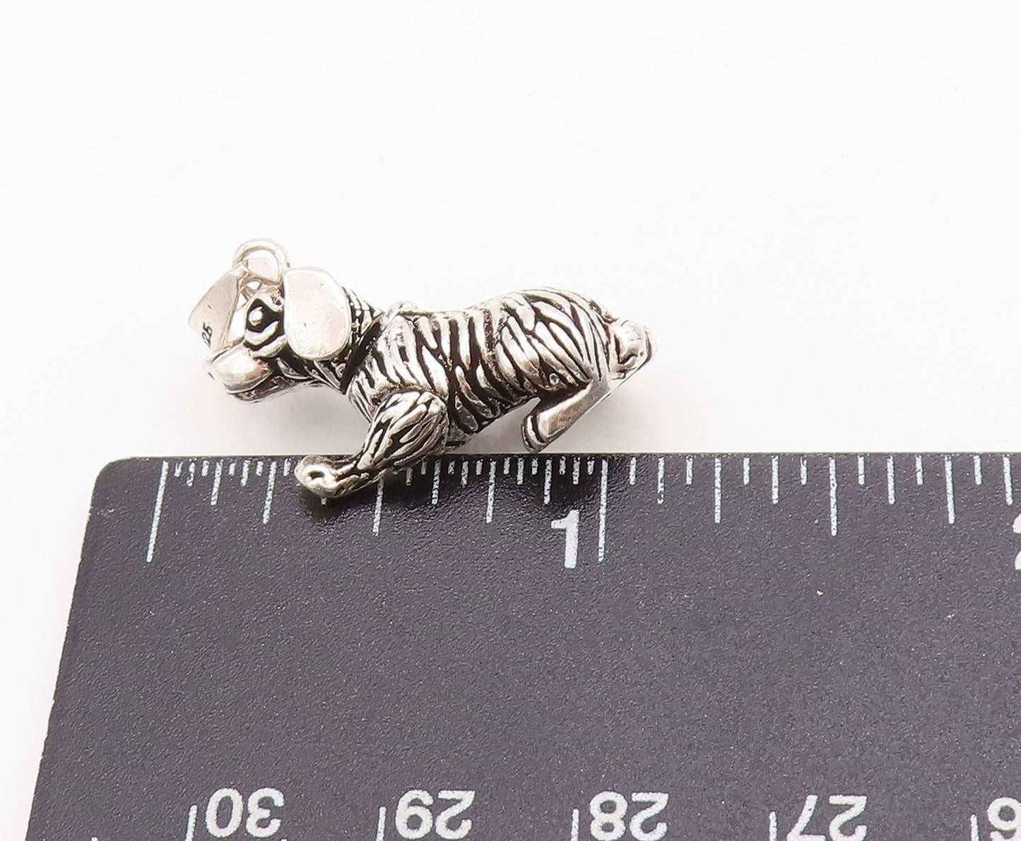 925 Sterling Silver Vintage Pendant Tiger Striped Dog Charm (MOVES)  PT24726