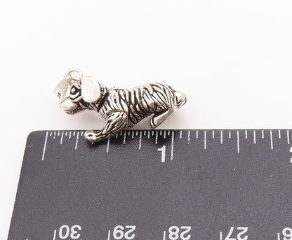 925 Sterling Silver Vintage Pendant Tiger Striped Dog Charm (MOVES)  PT24726