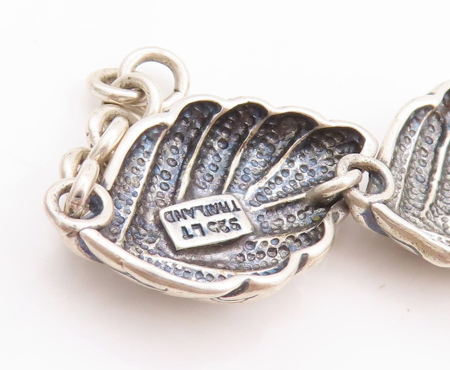 925 Sterling Silver Vintage Bracelet Solid Domed Carved Leaved Linked  BT10681