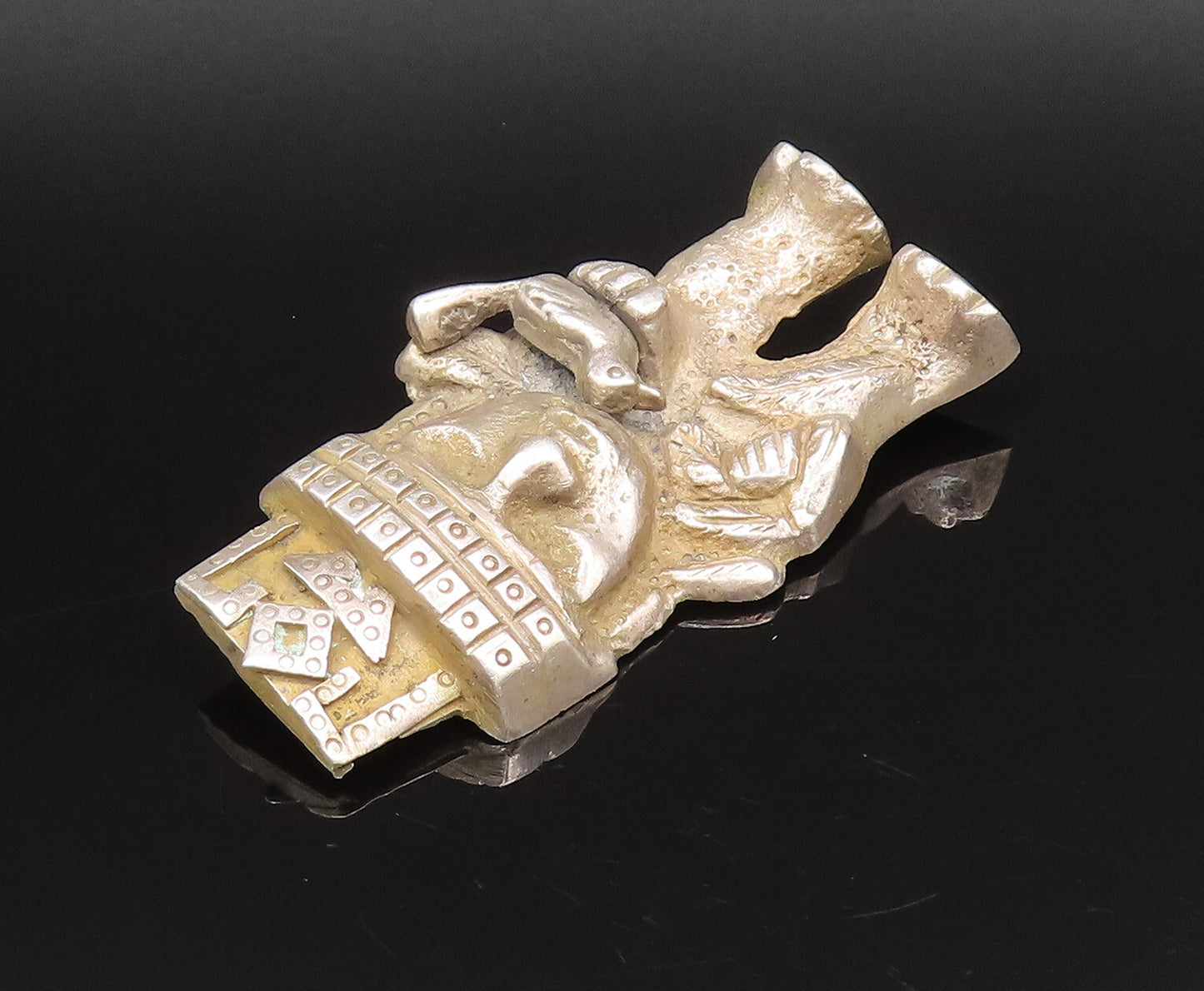 925 Sterling Silver  Vintage Antique Warrior Holding Bird Brooch Pin  BP10060