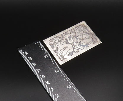 GUATEMALA 925 Silver  Vintage Carved Warriors Quetzal Brooch Pin  BP9881