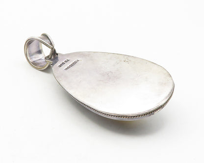 BALI 925 Sterling Silver  Vintage Mother Of Pearl Tear Drop Pendant  PT9472