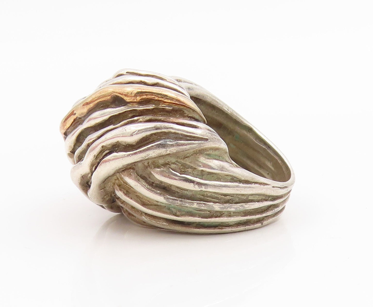 925 Sterling Silver Vintage Ring Modernist Ribbed Dome Band  Sz 6.5  RG34957
