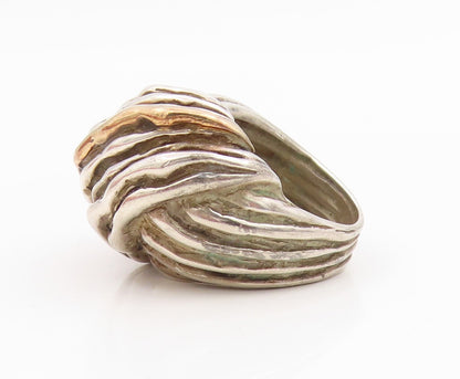 925 Sterling Silver Vintage Ring Modernist Ribbed Dome Band  Sz 6.5  RG34957