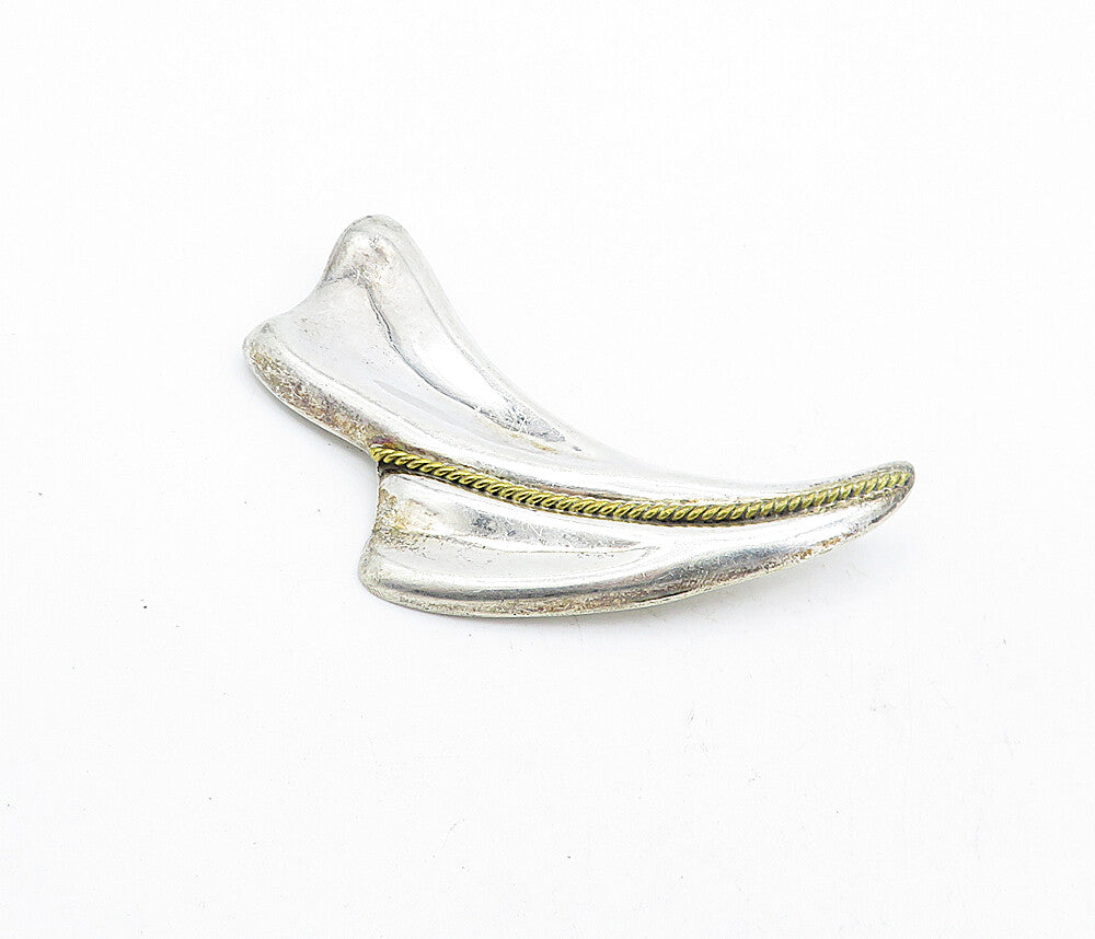 MEXICO 925 Sterling Silver  Vintage Modernist 2 Tone Twist Brooch Pin  BP2038