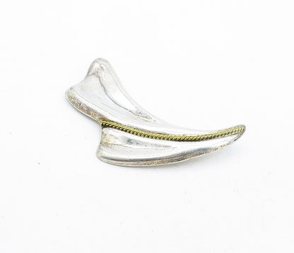 MEXICO 925 Sterling Silver  Vintage Modernist 2 Tone Twist Brooch Pin  BP2038