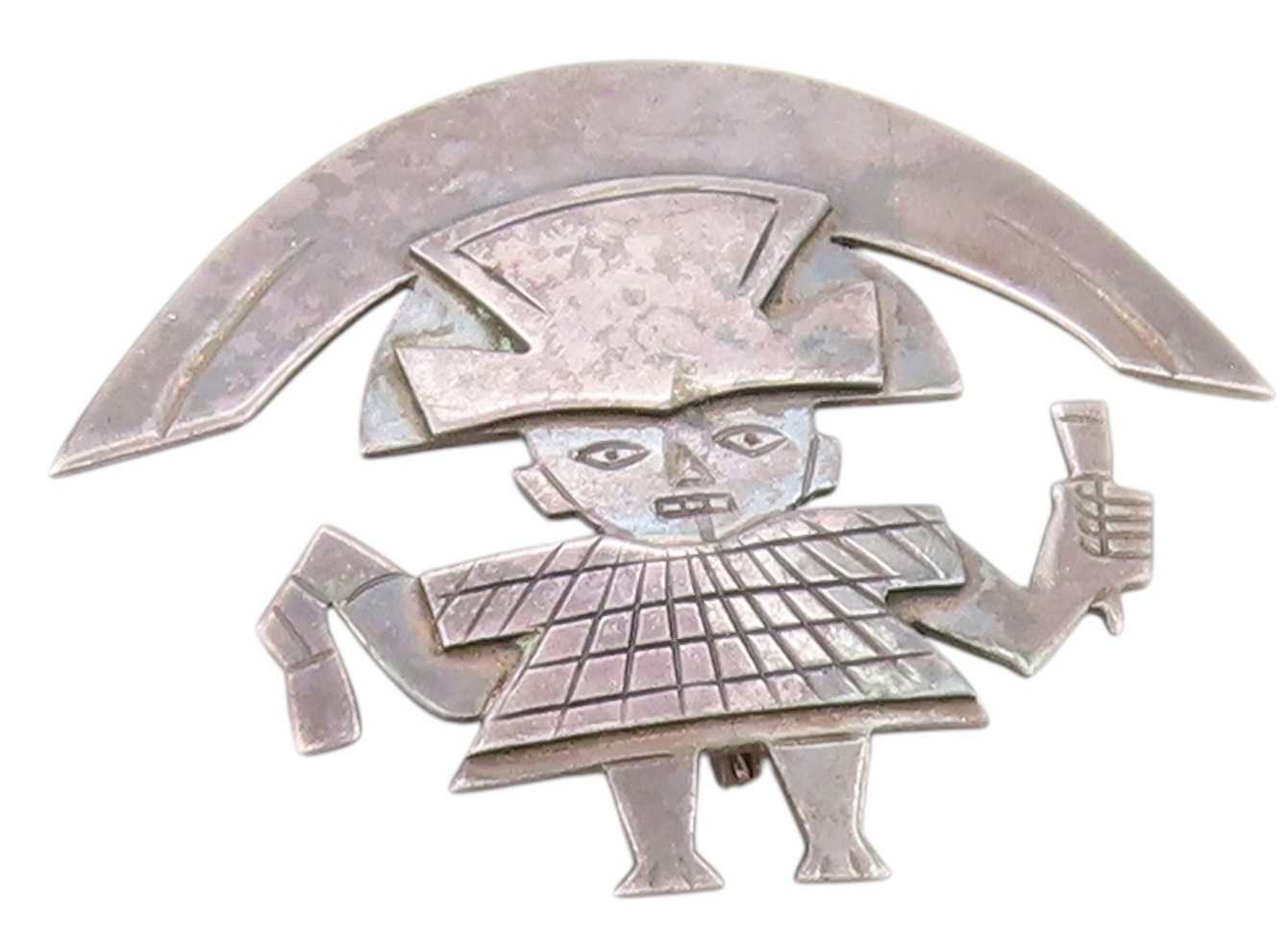 925 Sterling Silver Vintage Brooch GRAZIELLA LAFFI Warrior Man Chief   BP11819