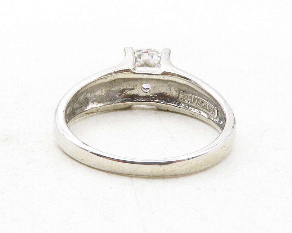 925 Sterling Silver  Prong Set Cubic Zirconia Solitaire Ring Sz 10  RG12447