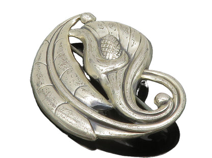925 Sterling Silver  Vintage Shiny Wheat Plant Floral Swirl Brooch Pin  BP5097