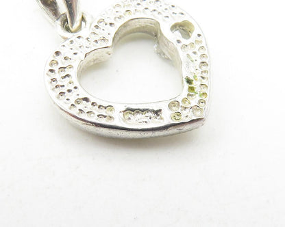 925 Sterling Silver  Topaz Accented Petite Open Love Heart Pendant  PT9422