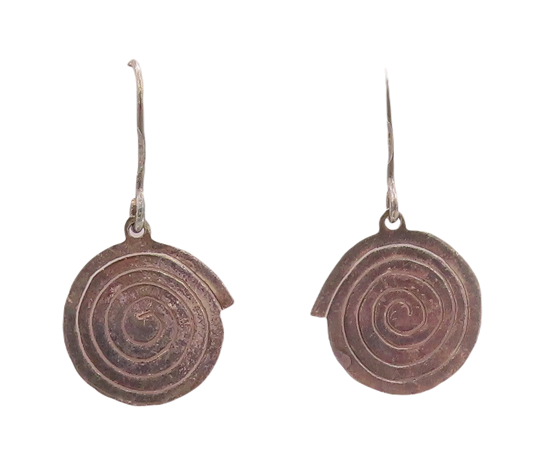 925 Sterling Silver Vintage Earrings Solid Coiled Spiral Carved EG13201