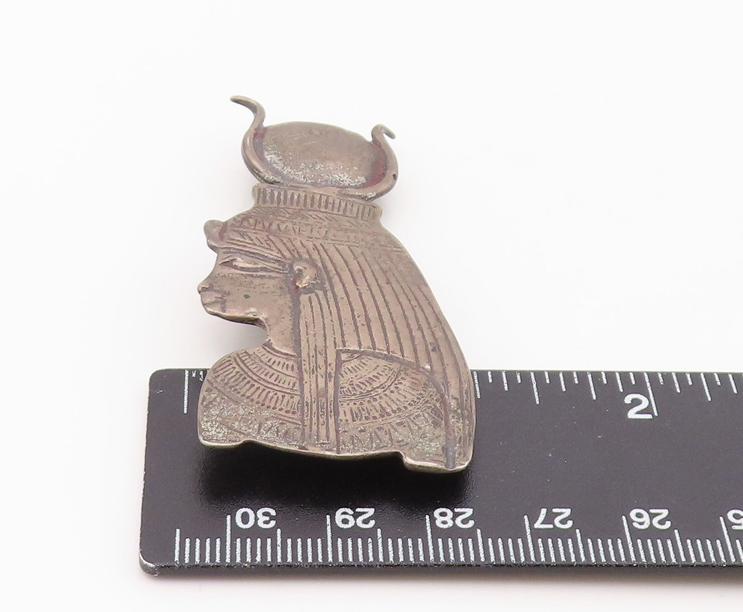 925 Sterling Silver Vintage Brooch Pin MMA Etched Hathor Goddess Profile BP12552