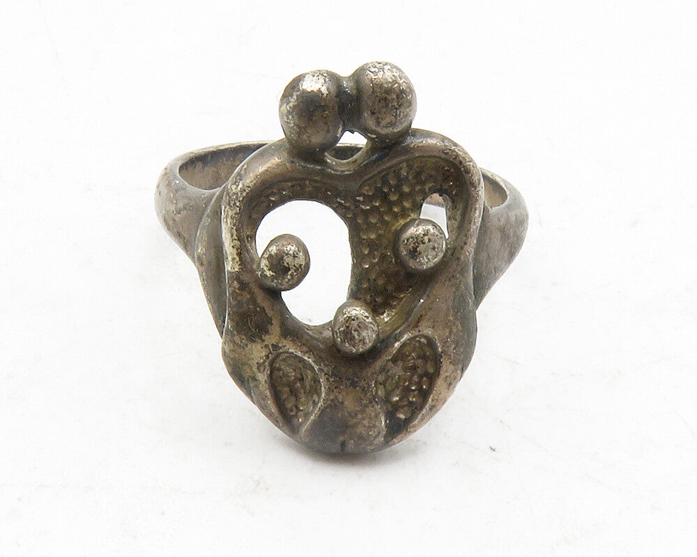 CAROLYN POLLACK 925 Silver  Vintage Dark Tone Modernist Band Ring Sz 7 RG12433