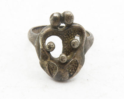 CAROLYN POLLACK 925 Silver  Vintage Dark Tone Modernist Band Ring Sz 7 RG12433