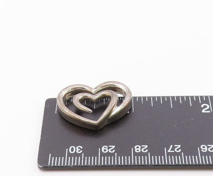 925 Sterling Silver  Vintage Dark Tone Open Love Heart Smooth Pendant  PT16574