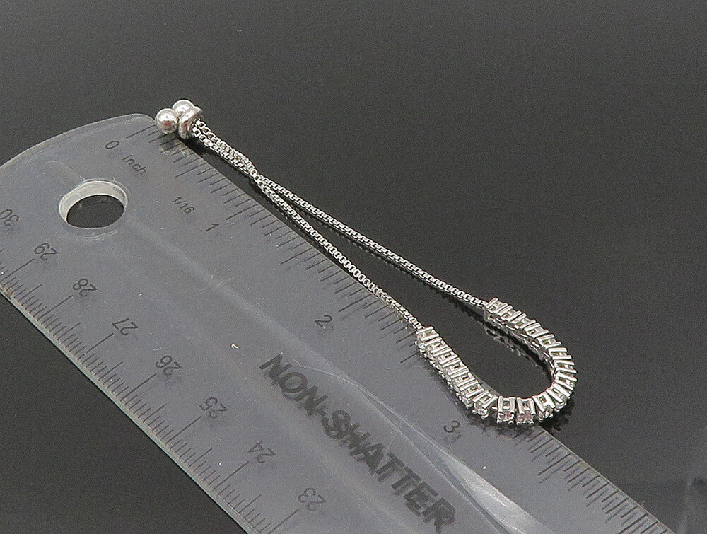 925 Silver  White Cubic Zirconia Adjustable Child Box Chain Bracelet  BT1002