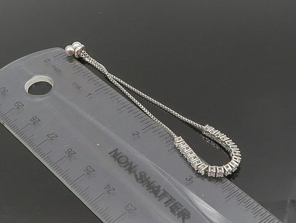 925 Silver  White Cubic Zirconia Adjustable Child Box Chain Bracelet  BT1002