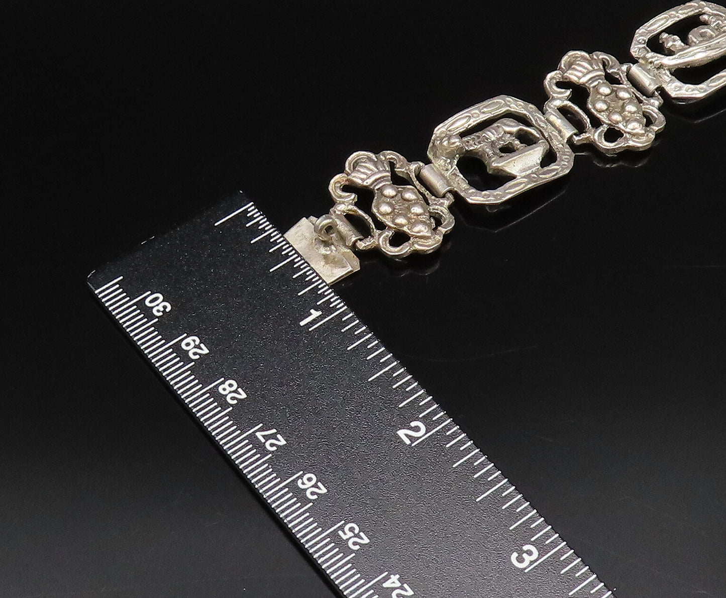 925 Silver  Vintage Pineapple Tiger & Winged Lion Cutout Link Bracelet  BT9702