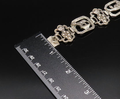 925 Silver  Vintage Pineapple Tiger & Winged Lion Cutout Link Bracelet  BT9702