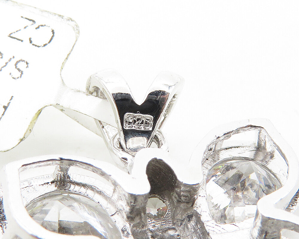 925 Sterling Silver  Sparkling Cubic Zirconia Butterfly Motif Pendant  PT13884