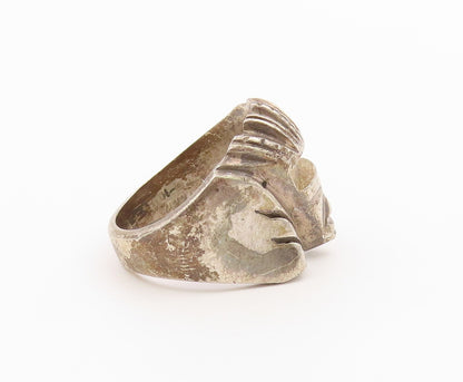 925 Sterling Silver Vintage Ring MEXICO Solid Warrior Chief  Sz 10.5  RG36470