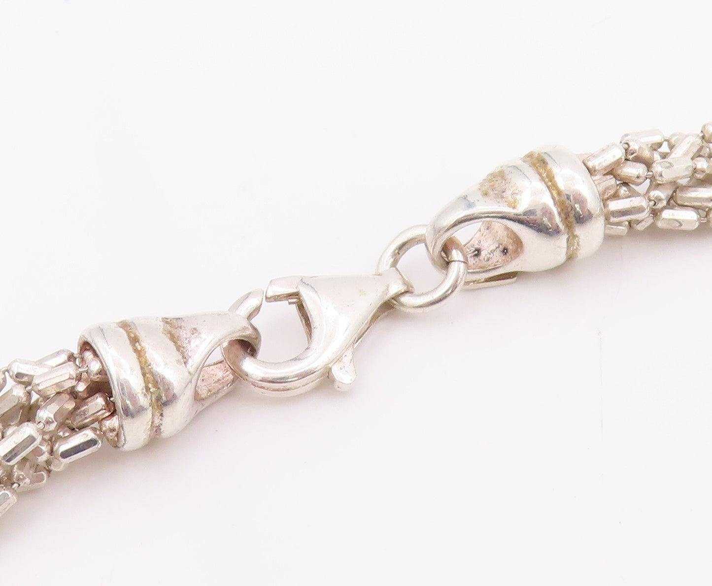 925 Sterling Silver Vintage Necklace Classic Multi Strand Woven Chain  NE4777