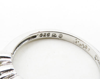 ROSS SIMON 925 Silver  White Topaz Shiny Smooth Swirl Band Ring Sz 8  RG19194