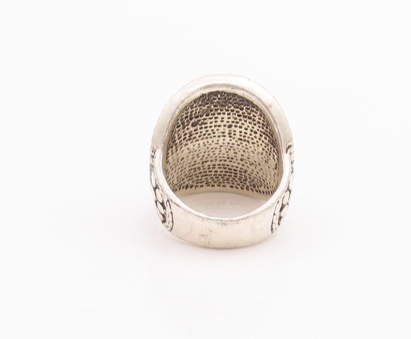 925 Sterling Silver Vintage Ring Bead Etched Circular Pattern  Sz 9  RG28701