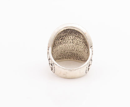 925 Sterling Silver Vintage Ring Bead Etched Circular Pattern  Sz 9  RG28701